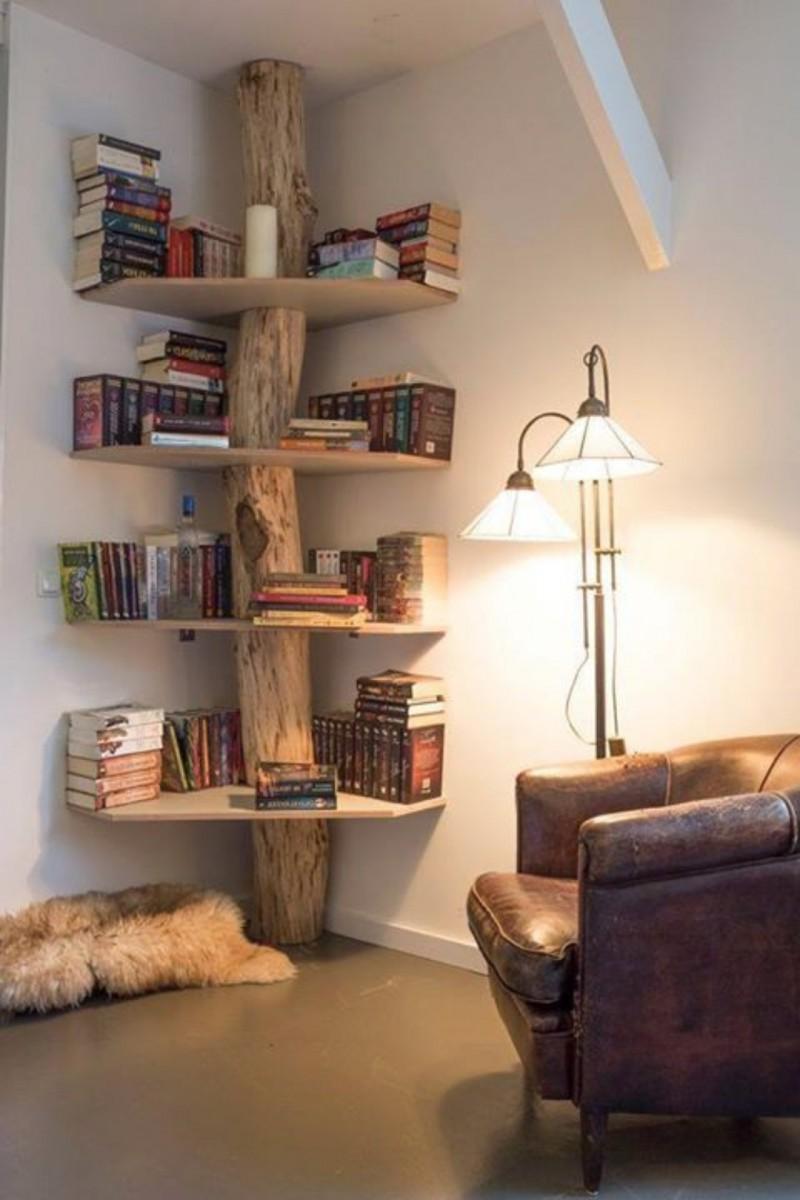 DIY Wood corner wall shelving