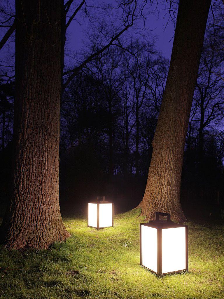 Garden lamps in the form of classic portable lights