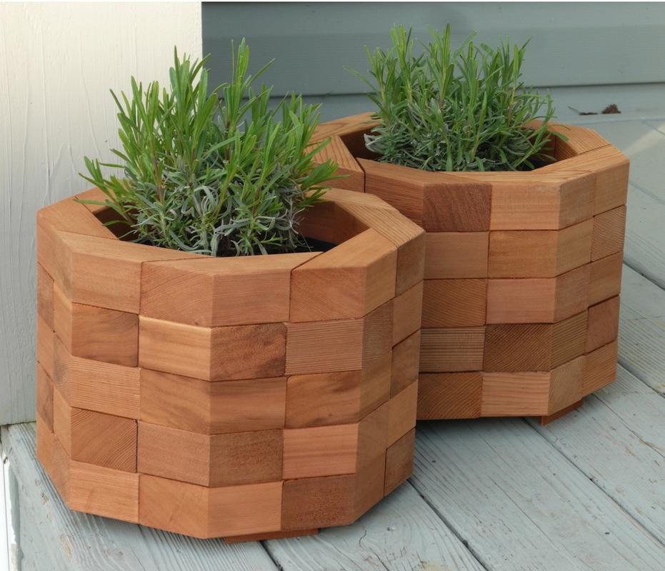 Hexagon Wooden Plant Stands