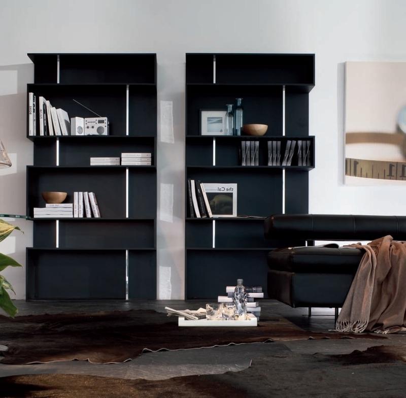 black wall shelving design