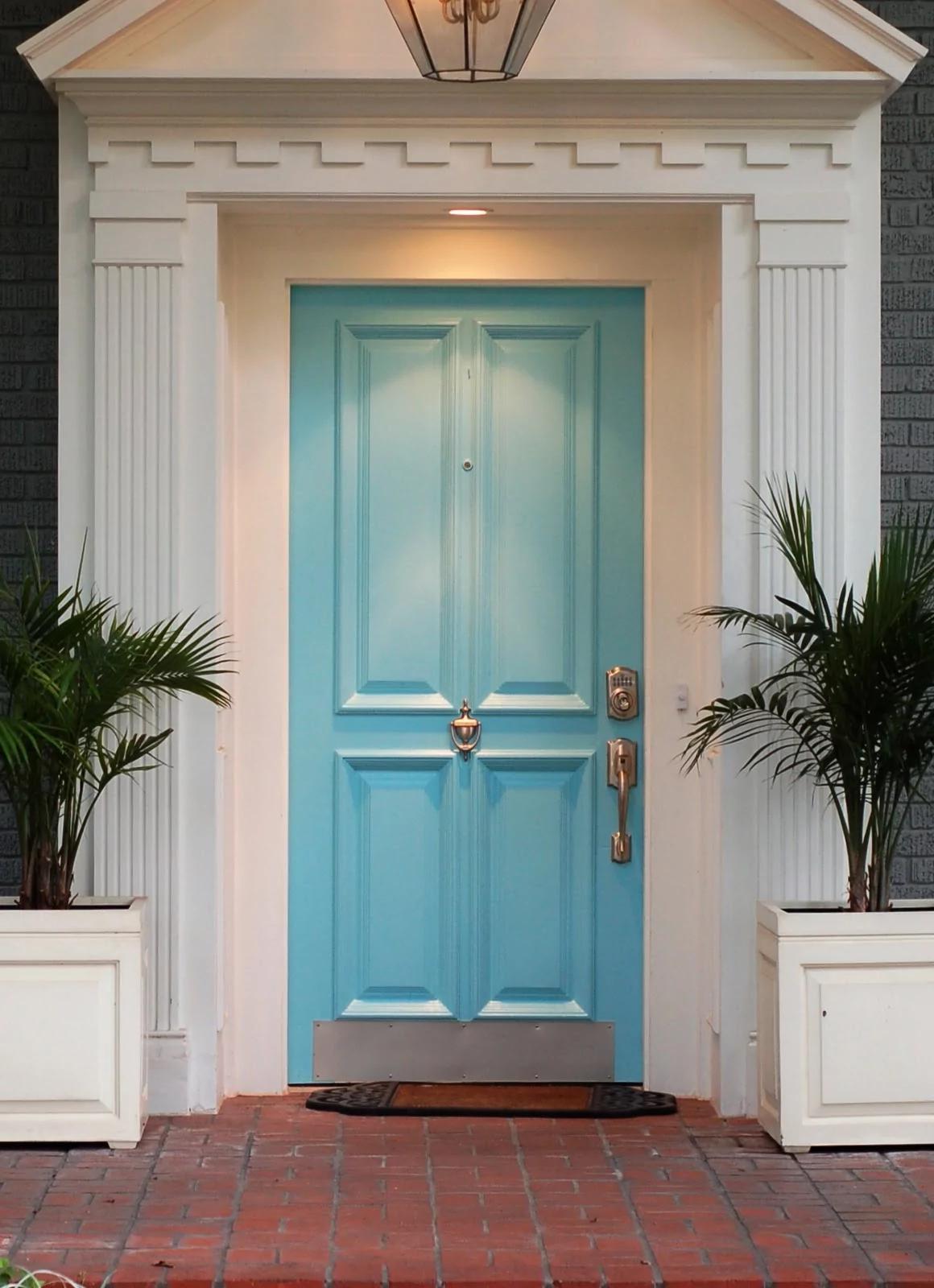 blue front door decor