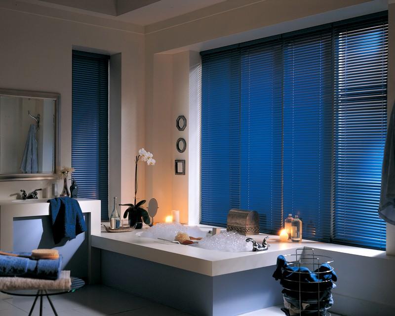 navy blue wooden blinds