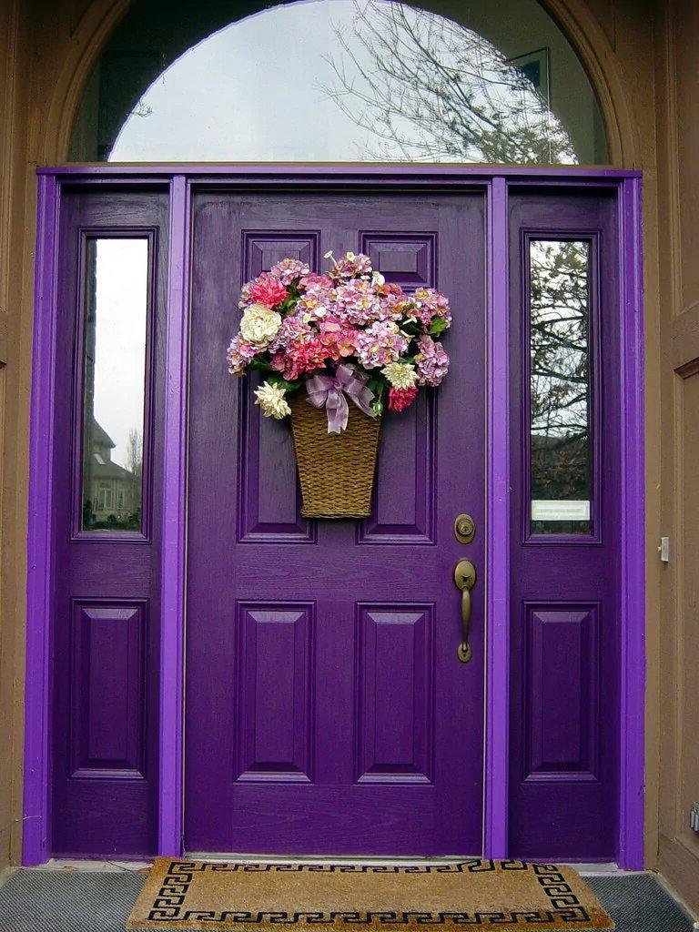 purple entrance decor