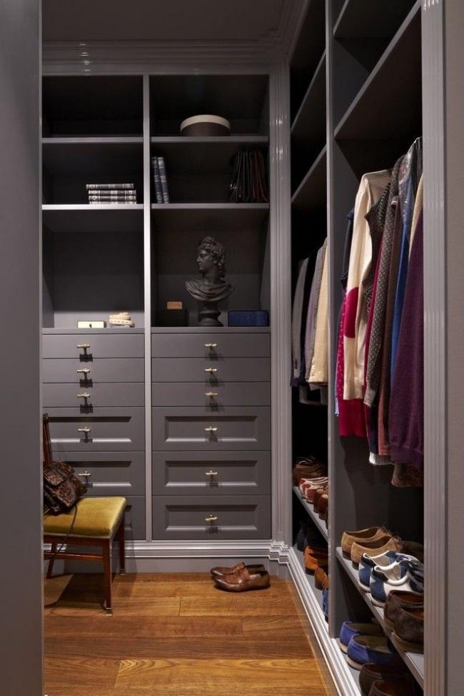 Stylish built-in wardrobe in the pantry room