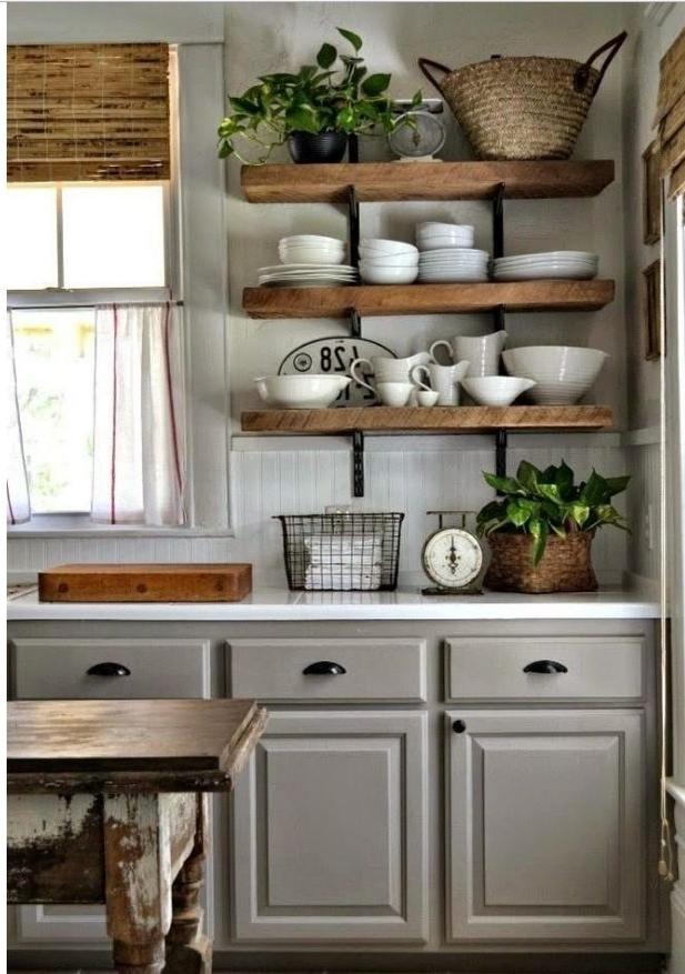 Wooden shelves in the kitchen - the most common option