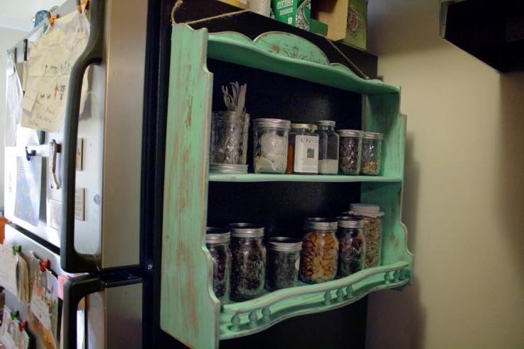 old wood kitchen open shelving