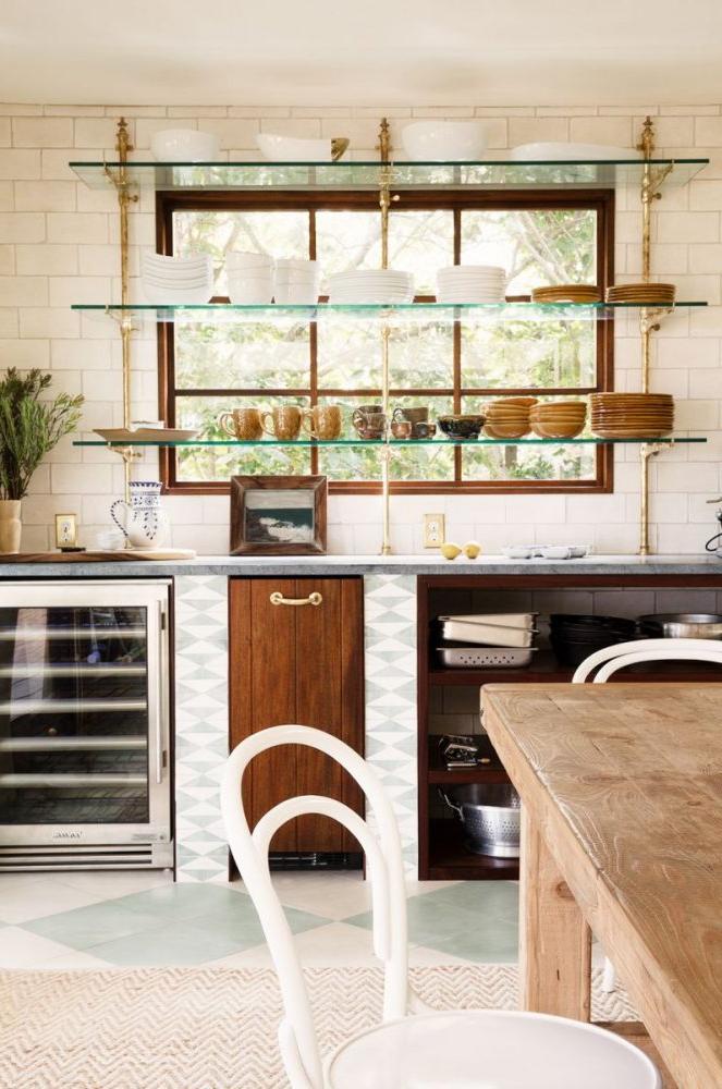 Open Shelving Around Kitchen Window 