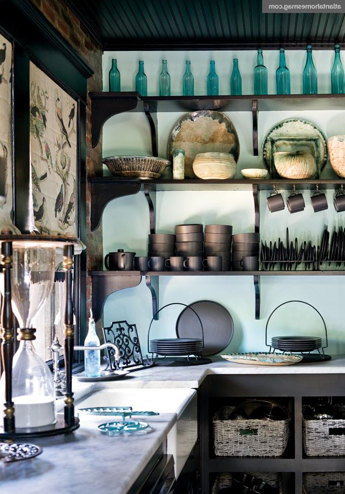 rustic open shelving kitchen