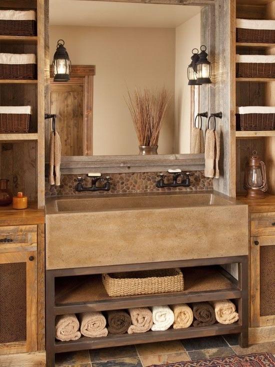 small rustic bathroom vanity with sink