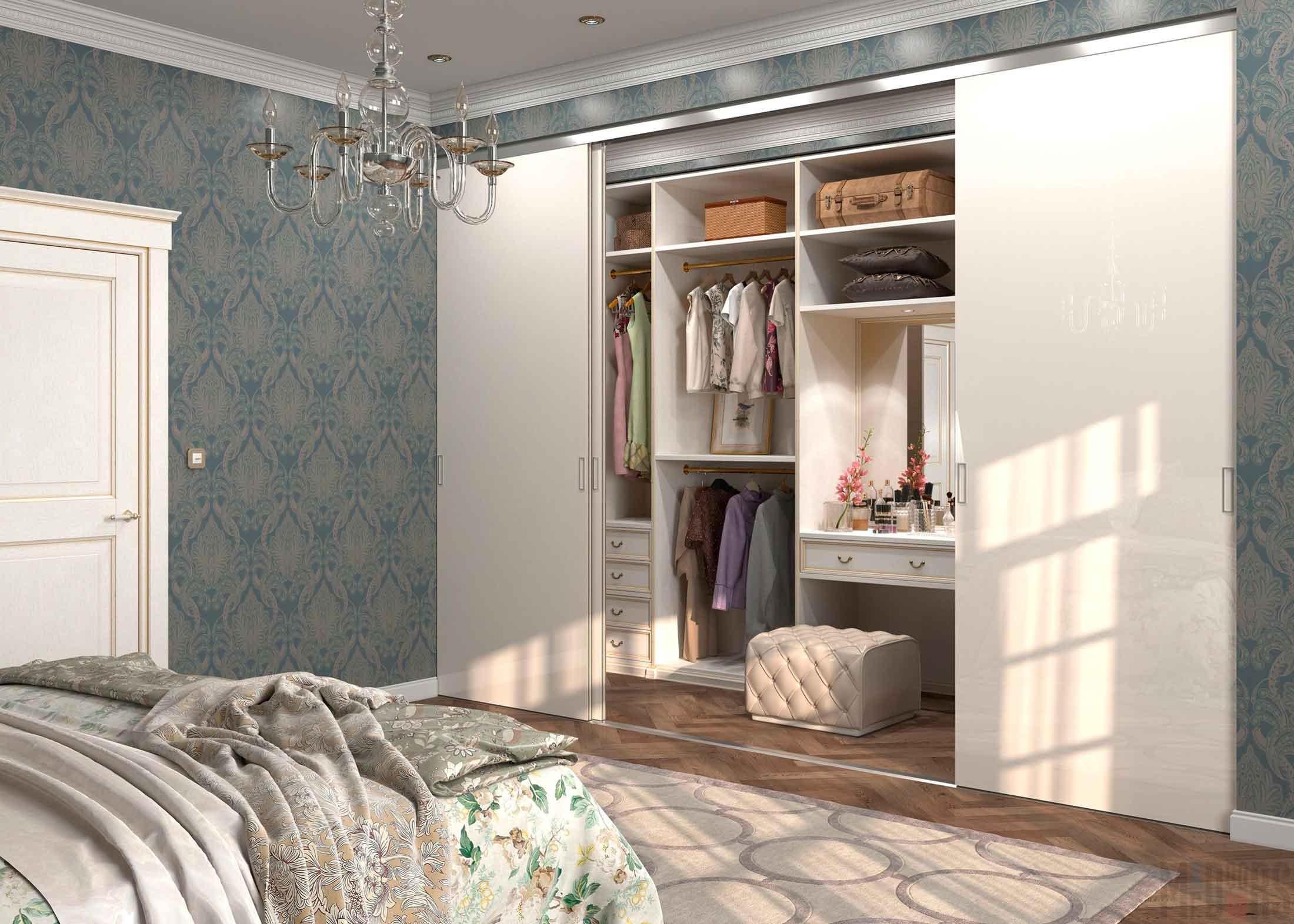 Bedroom interior with built-in wardrobe