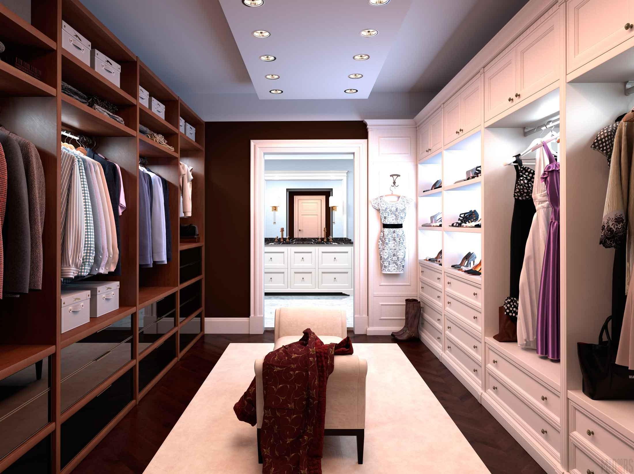 Dressing room design with transparent doors