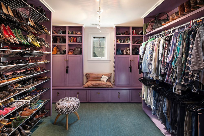 Eclectic walk-in closet