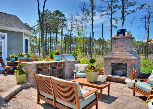 Beautiful classic-style courtyard with barbecue