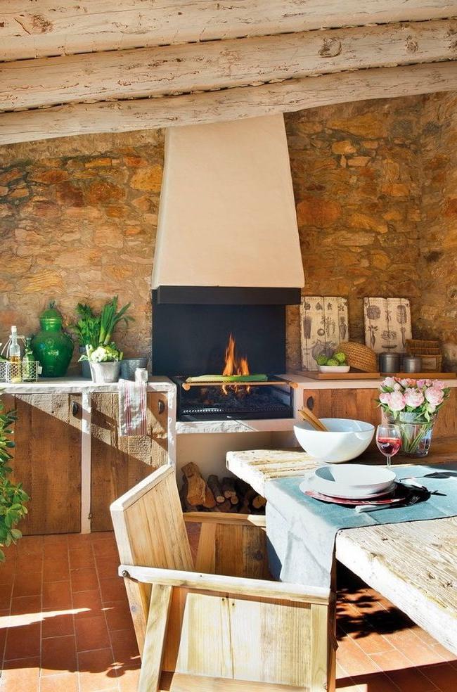 Cozy kitchen with barbecue grill