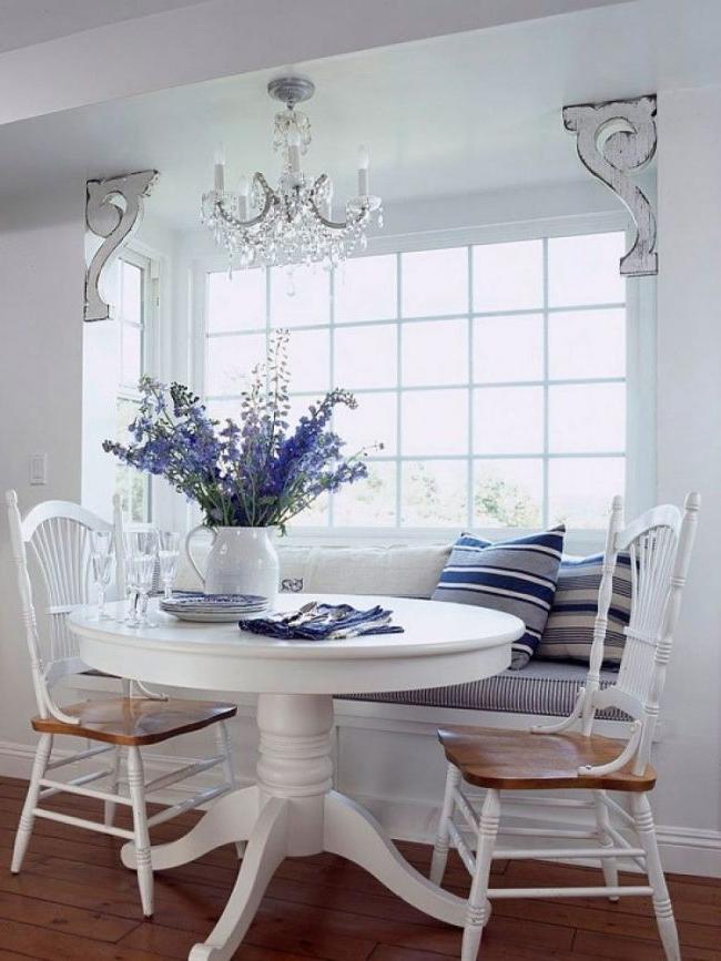 White laminated kitchen table in provence style