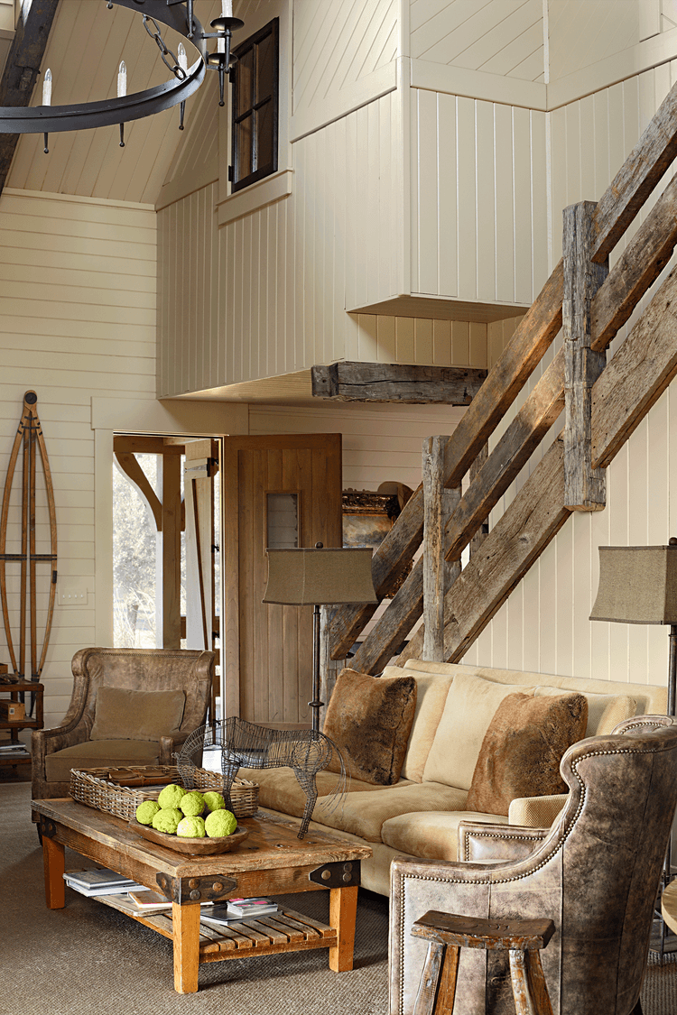 A great combination of wooden railings and rustic style interiors