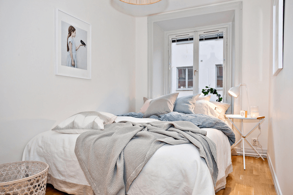 Compact bedroom with Scandinavian design