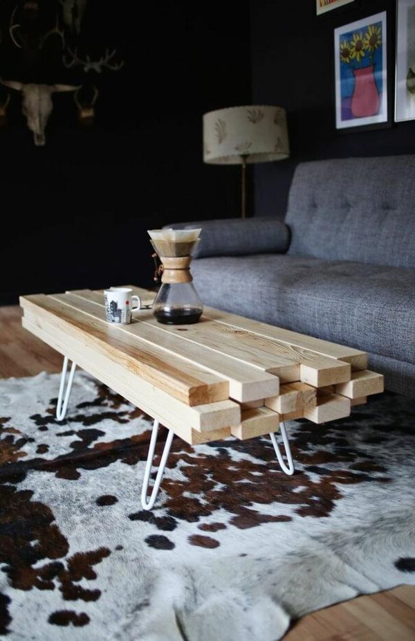 Do-it-yourself coffee table made of wood