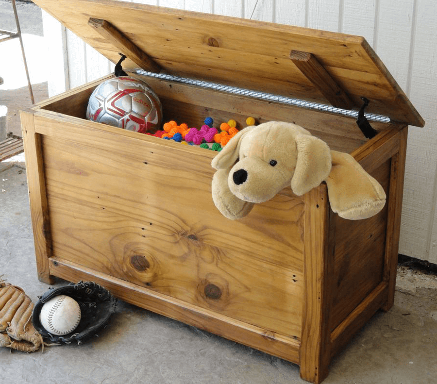 Homemade chest in the nursery for toys