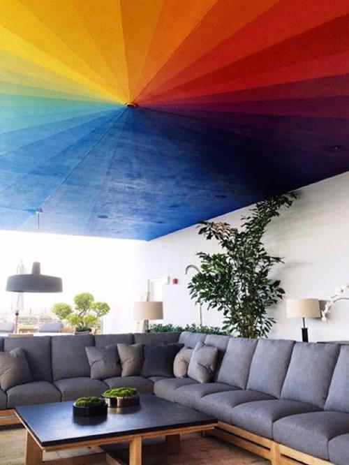 Rainbow painted ceiling