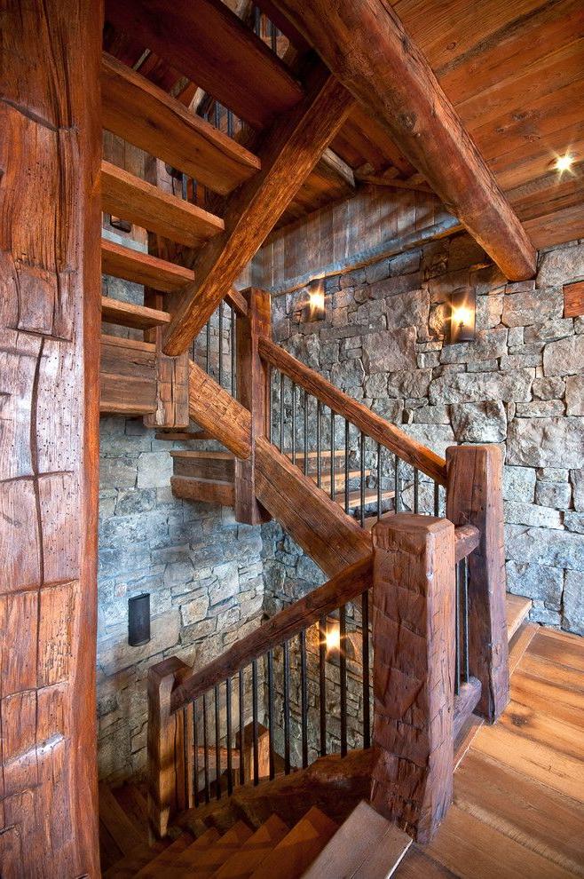 Rustic style wooden railing