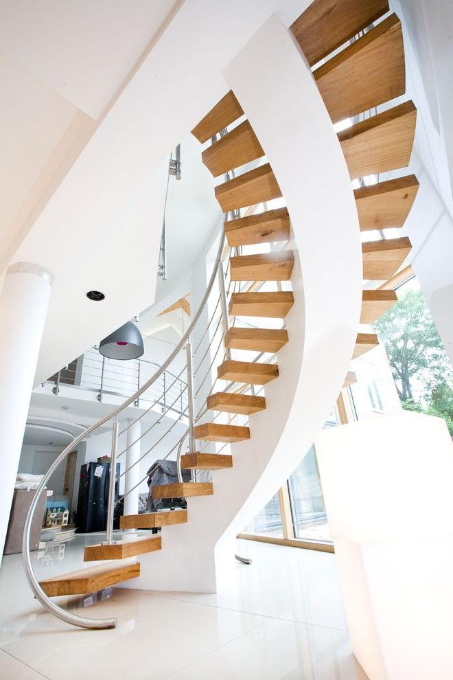 Stainless steel railings blend harmoniously into a modern interior