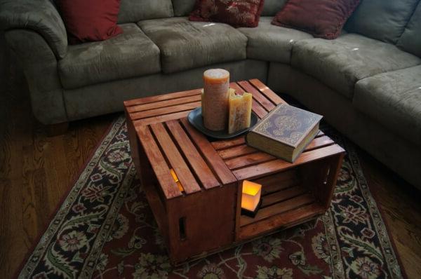 Table for a drawing room from wooden boxes