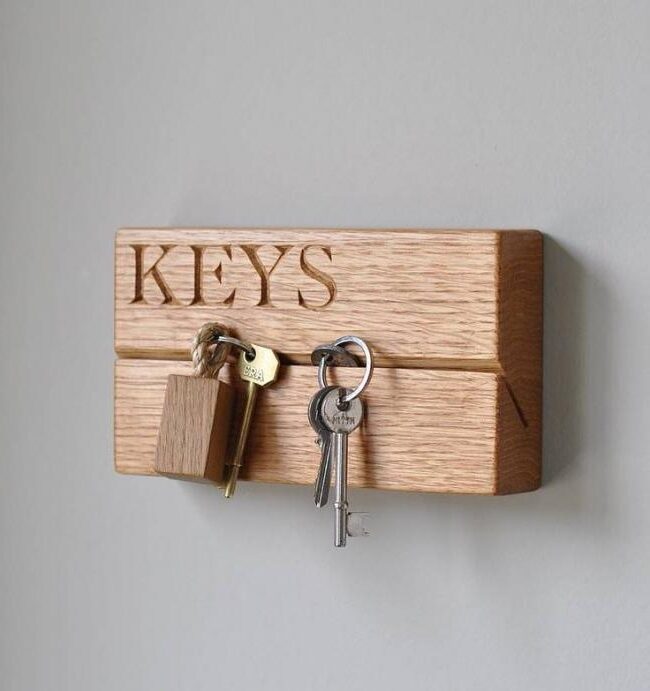 Wall key hanger from wooden timber