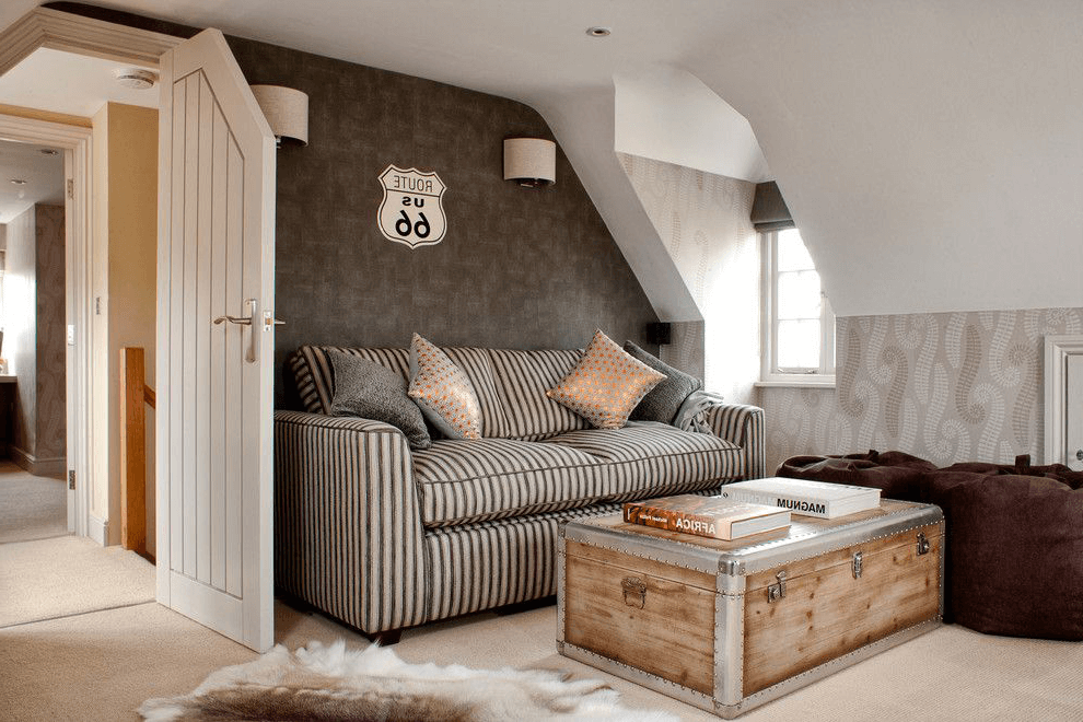 Wooden chest as a coffee table