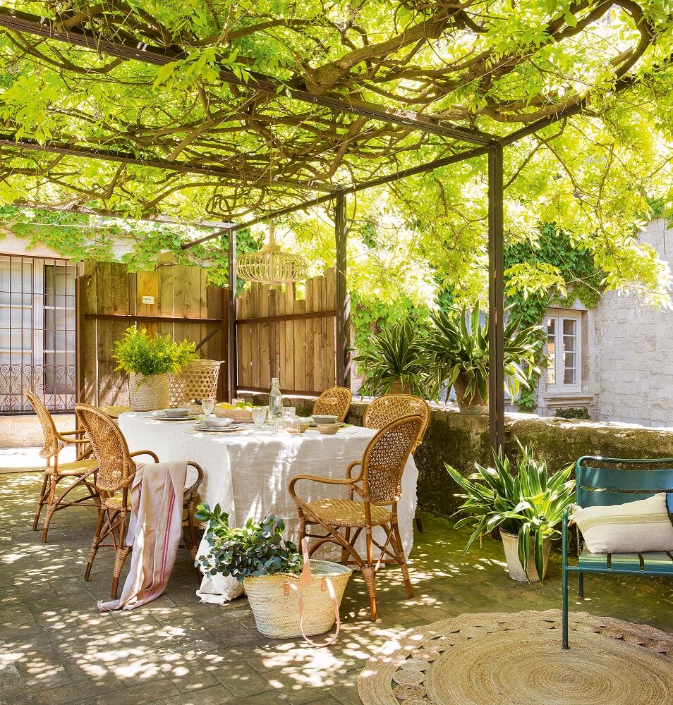 arge pergola with a metal structure