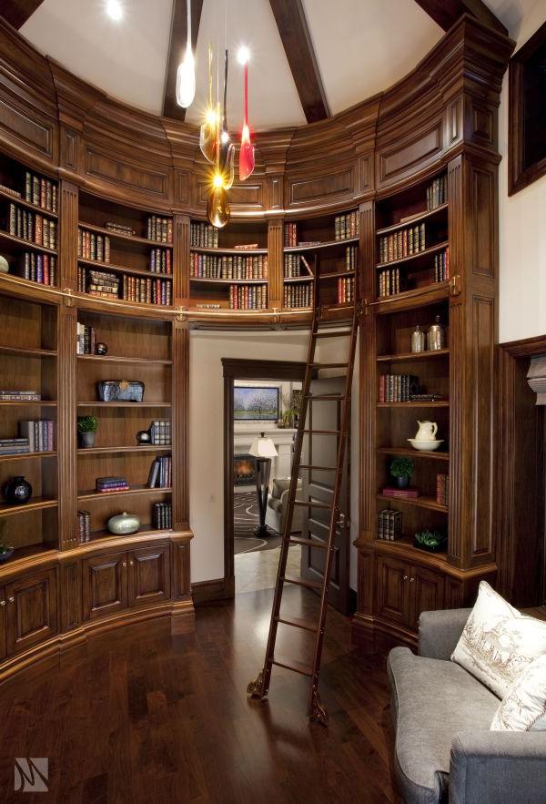 bookshelves above the door