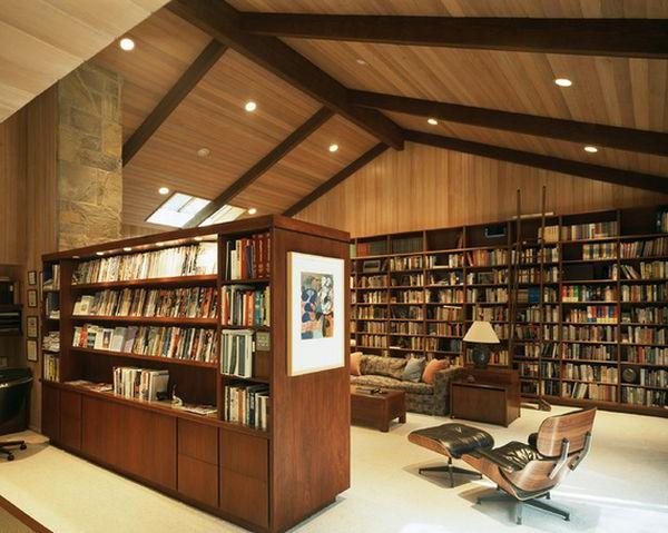 corner with bookshelves
