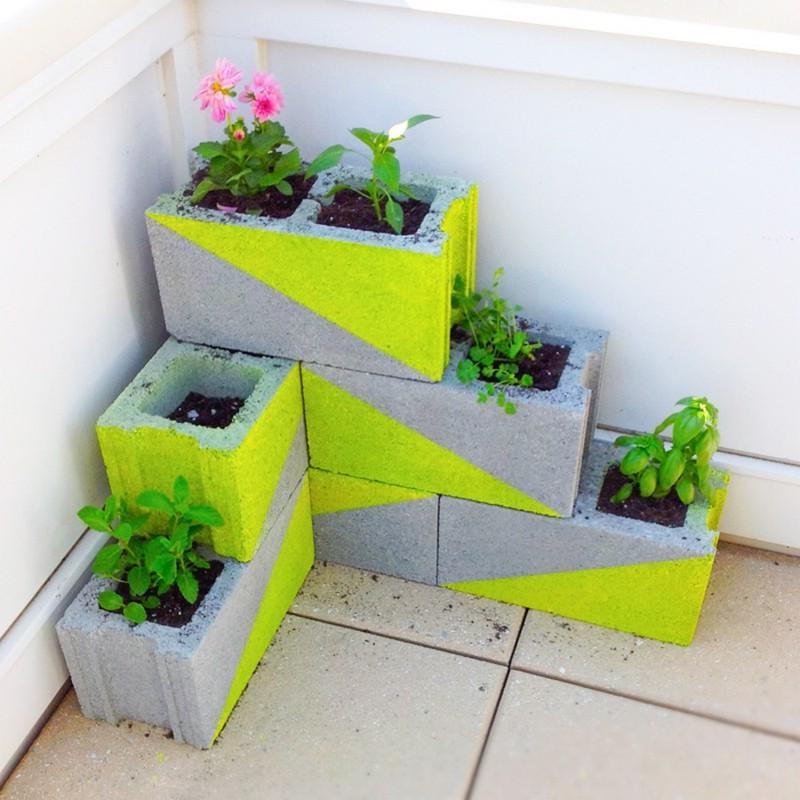 stacked concrete flower pots and planters ideas