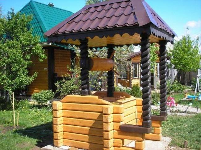 House for a well with wood carving