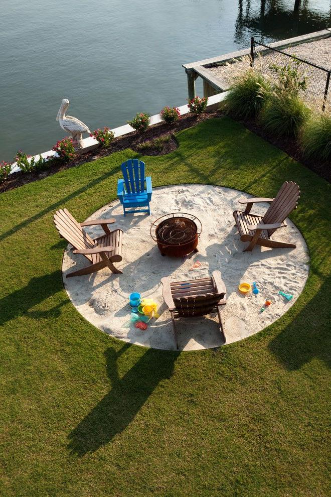 In the absence of children, the sandbox can be used as a corner of a sandy beach.