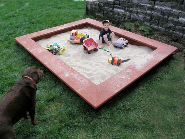 Simple square sandbox with wide side-seats