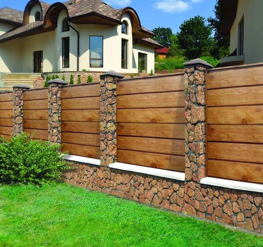 Solid wood fence in brown