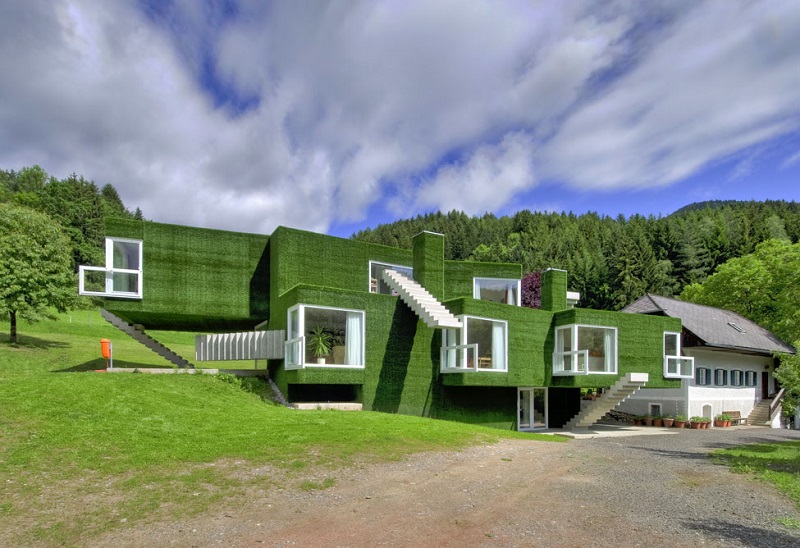 house covered with artificial grass Astroturf