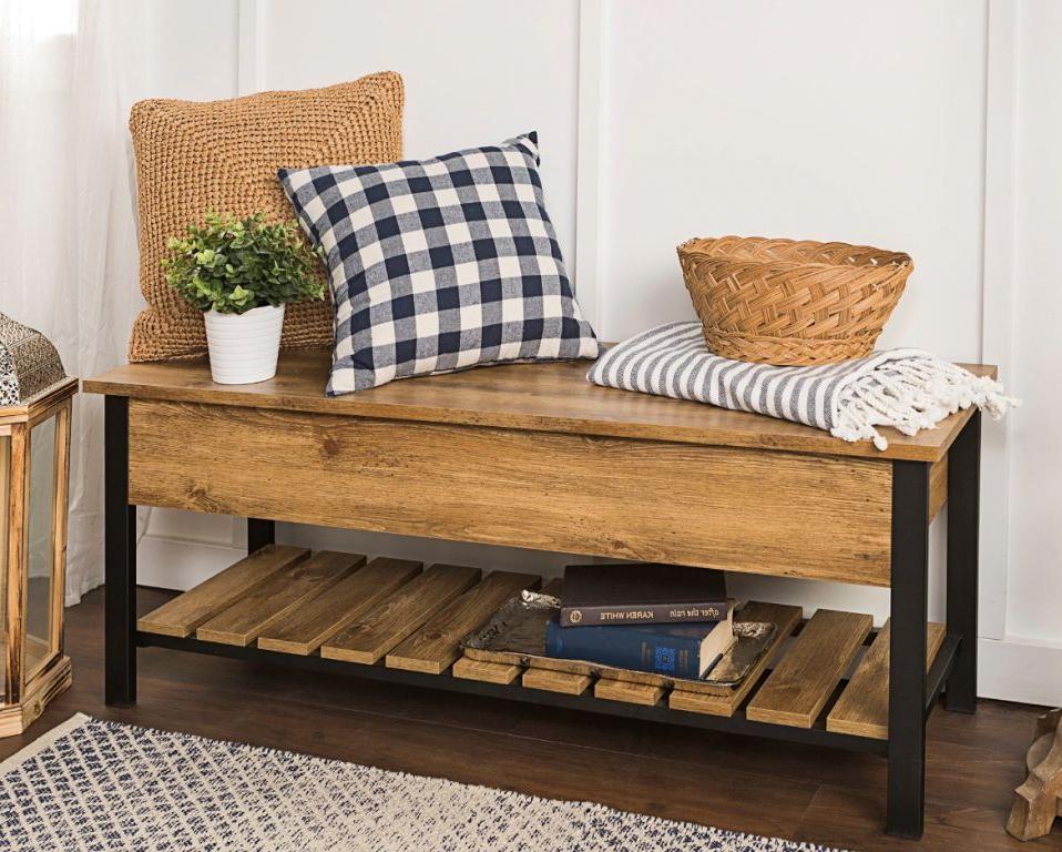 natural wood small benches for hallway