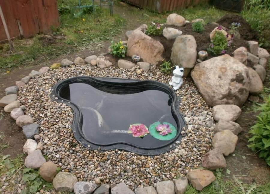 plastic garden with pond