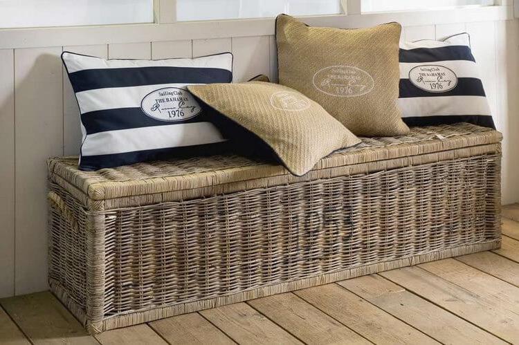 wicker hallway benches with storage