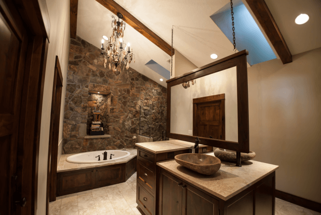 Stone washbasins in a neoclassical luxury bath