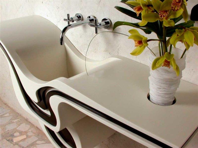 acrylic stone sink will become a highlight of the bathroom interior.