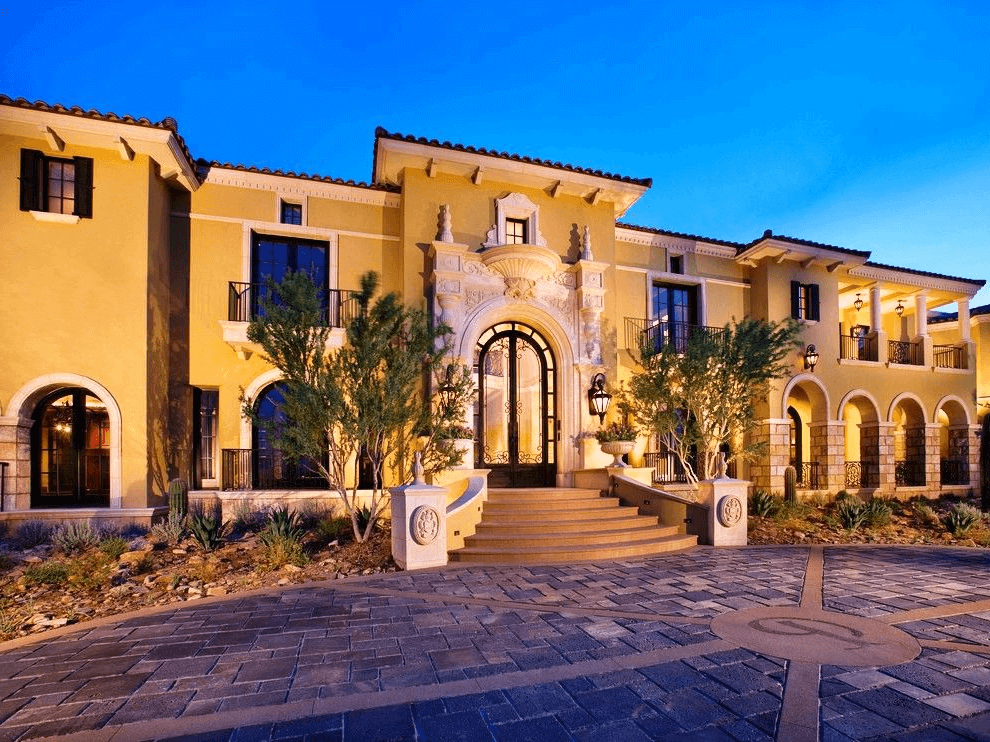 A luxurious glass door wrapped in forged metal