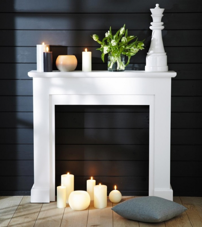 Modern Monochrome Faux Fireplace