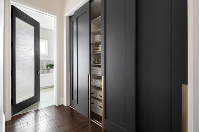 built-in wardrobe in graphite color,