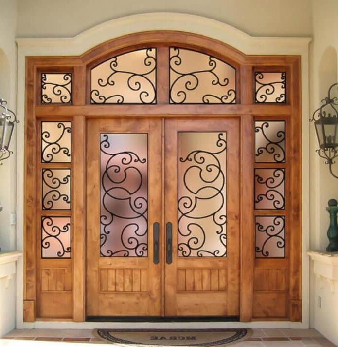 entrance doors with wrought iron and glass