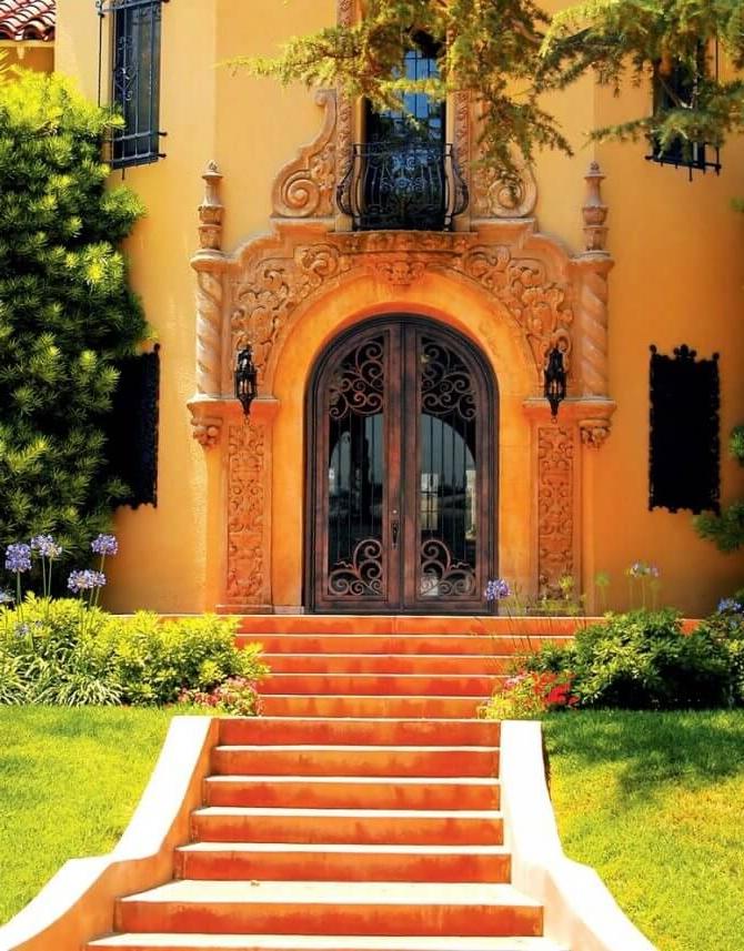 wrought-iron door can be supplemented with metal window bars