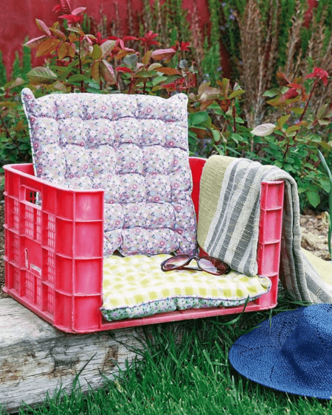 Comfortable chair made of plastic containers