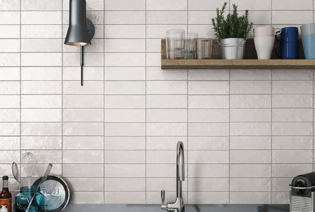 White shiny apron in modern kitchen